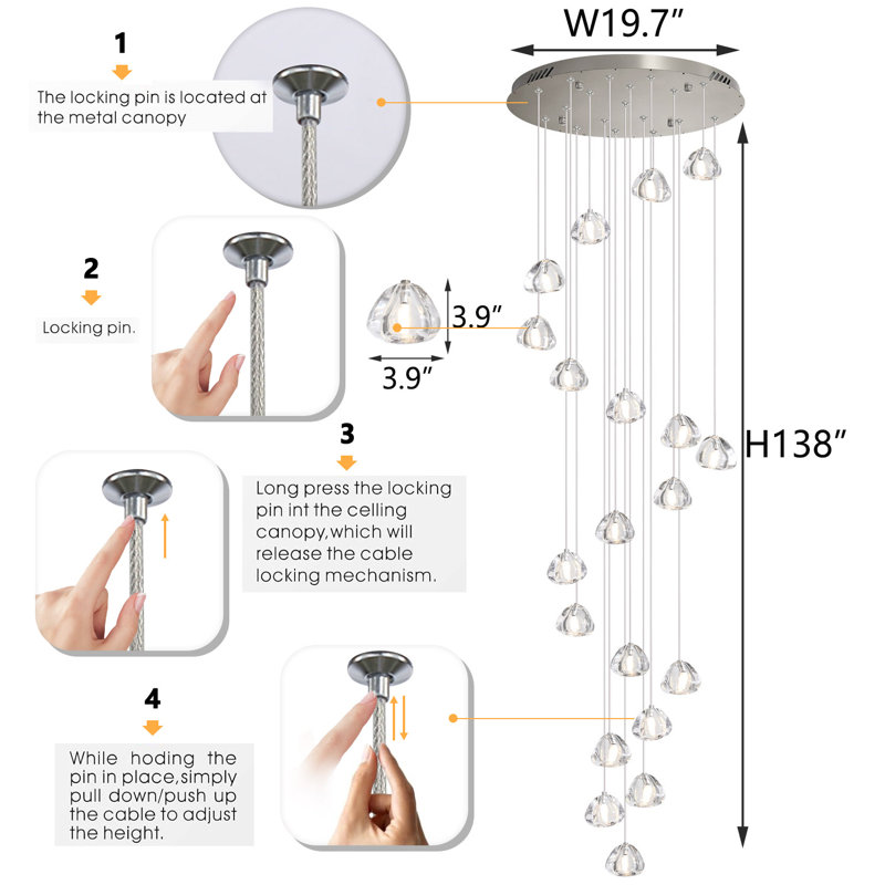 20-Light Dimmable Crystal Chandelier, Nickel