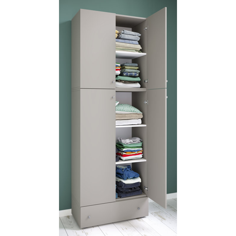 Nolhan Manufactured Wood Wardrobe, Grey/Brown/Blue