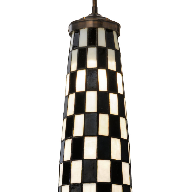 Luminaire suspendu cylindrique à 2 lumières, Noir et blanc