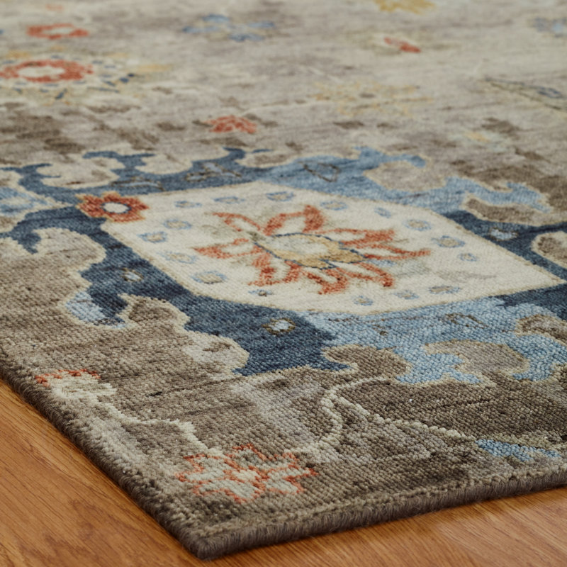 Stills Hand Knotted Wool Area Rug in Brown, Rectangle 8' x 10'