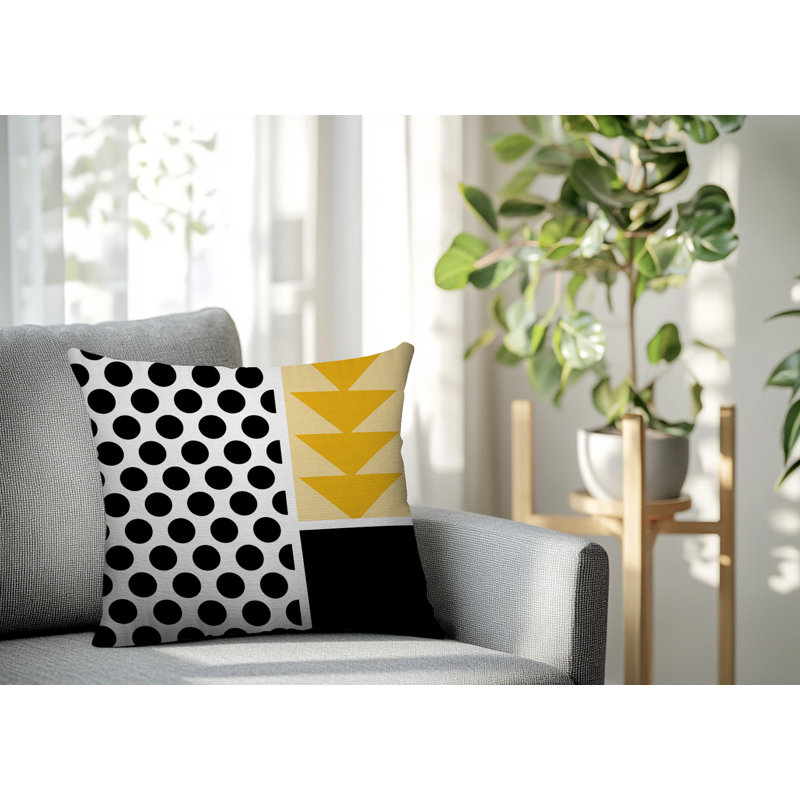 Oreiller carré réversible intérieur / extérieur Snazzy, Carré 16 po, Jaune