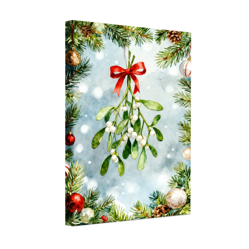 Boule de Noël avec branches de pin et flocons de neige rouge, H 18 po x l 12 po