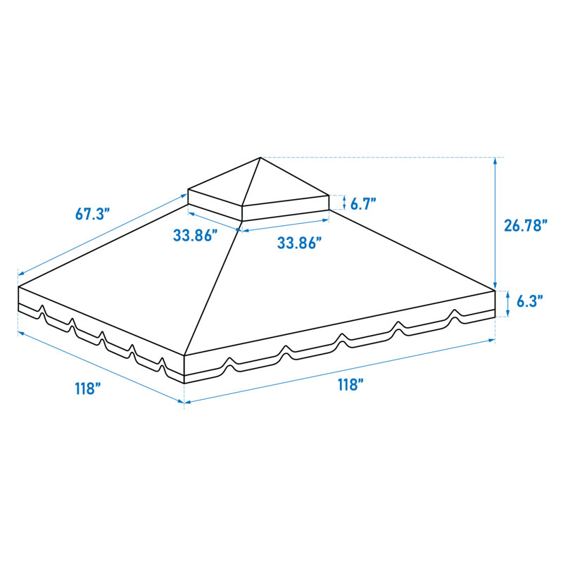 10X10 Ft Outdoor Patio Gazebo Replacement Canopy,Double Tiered Gazebo Tent Roof Top Cover Only Greatwall Border(Frame Not Include)
