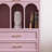 Pink display storage arched bookcase