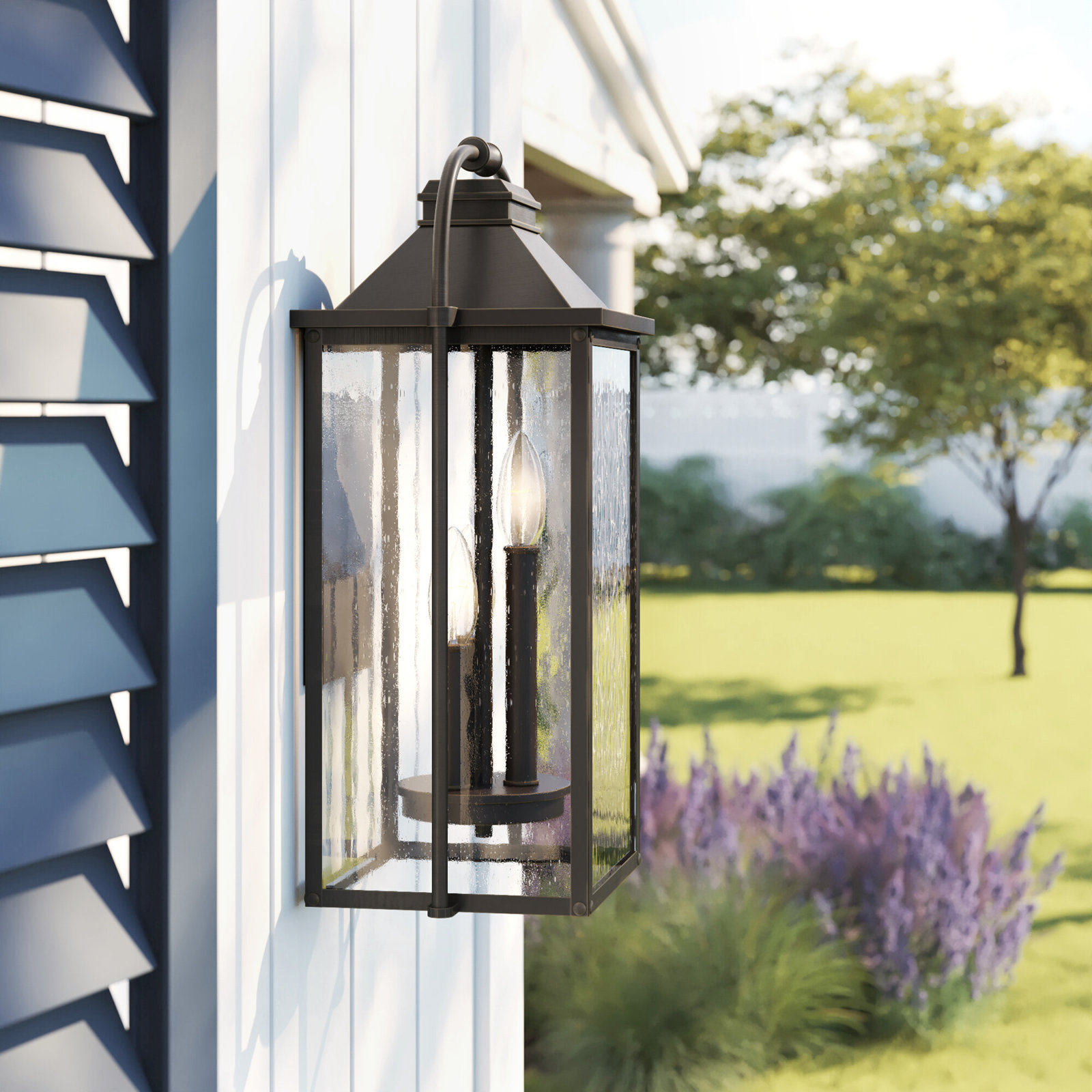 Newson 3-Light Outdoor Wall Lantern, Antique Bronze, 18.25" H x 8.75" W x 7.5" D