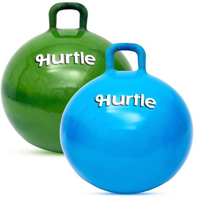 Hurtle 20 Inch Marble Hopper Ball Set with Handles, Pump & Cones – Kids Indoor/Outdoor Play (Army Green & Navy Blue)