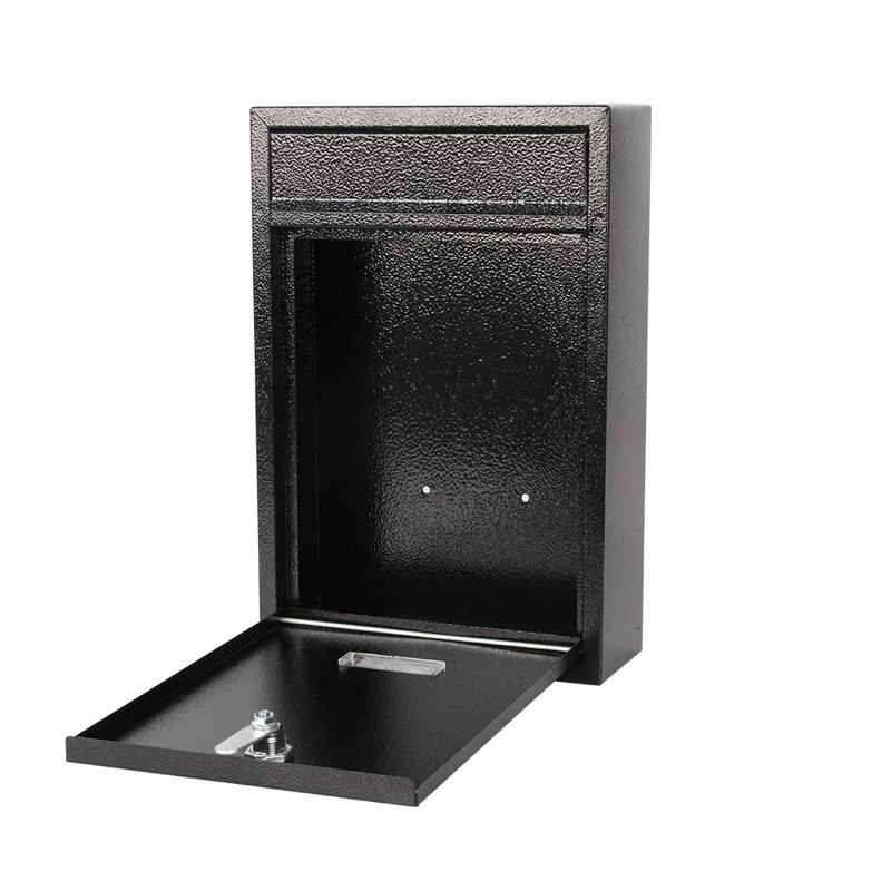 Key Lock Mailboxes For Outside, Locking Wall Mount Mailbox, Security Key Drop Box For Letters Newspapers, Cards, 12.4H X 8.54L X 3.35W Inches, Black