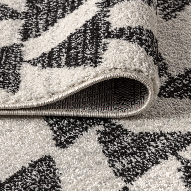 Tapis crème / noir Farnham, Tapis de couloir 2 pi 2 po x 14 pi