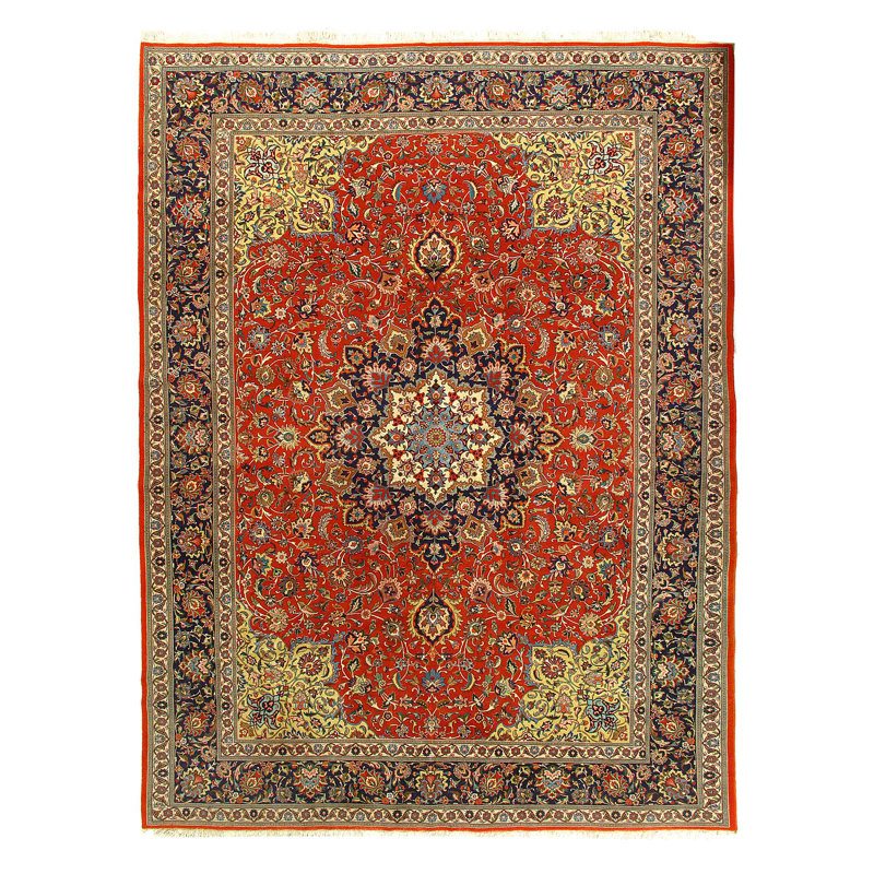 Tapis rouille fin Tabriz 10 pi x 13 pi 4 po Rust