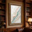 Art mural sur toile bleu et blanc avec tourbillons de marbre liquide et taches d'or-132747595