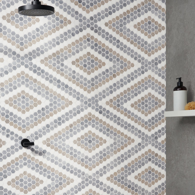 Hyperion 15.03'' W x 17.36'' L Marble Tile Mosaic Sheet