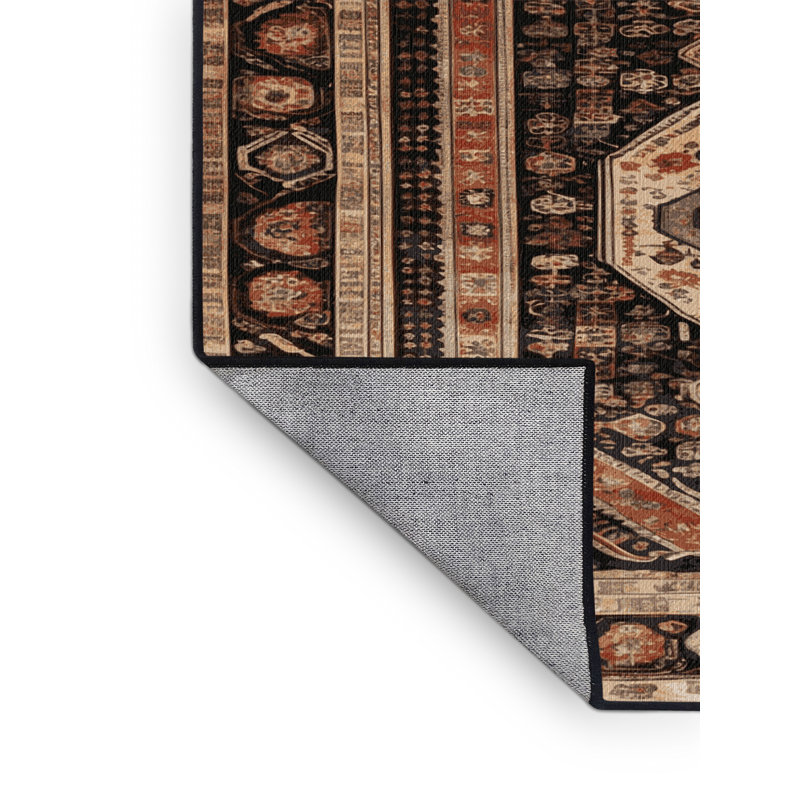 Machine Washable Turkish Brown Area Rug, Round 3'