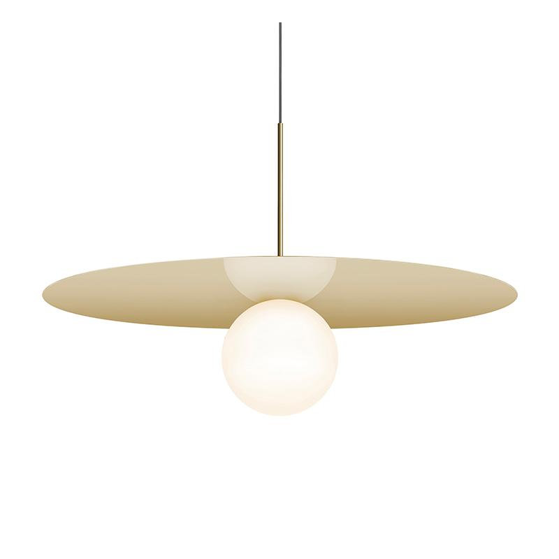 Bola Disc Pendant, Brass, 17.5" H x 32" W x 32" D