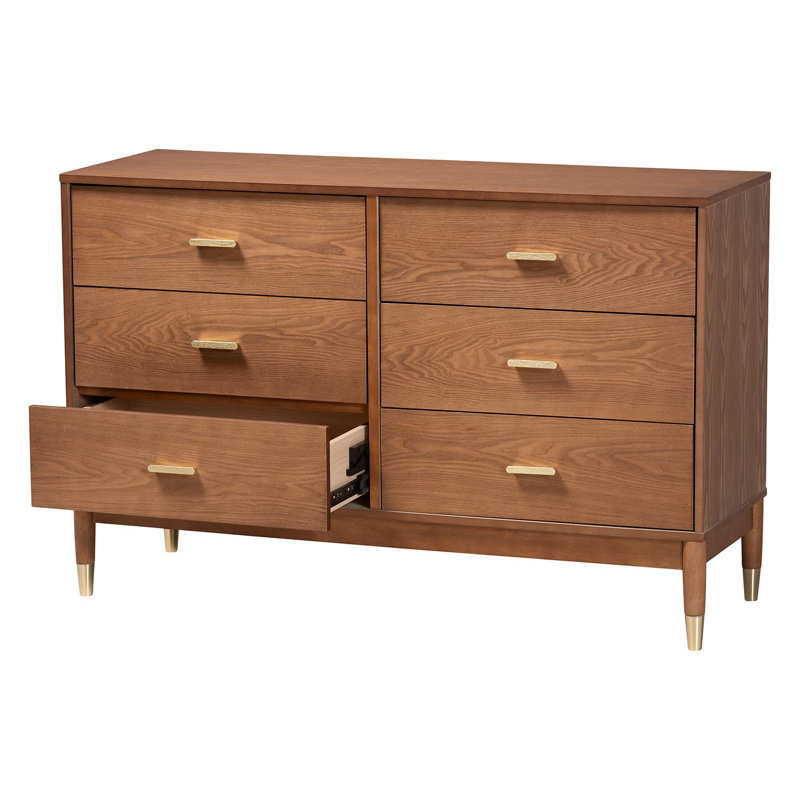 Commode 6 tiroirs Baxton Studio Mandoline Mid-Century