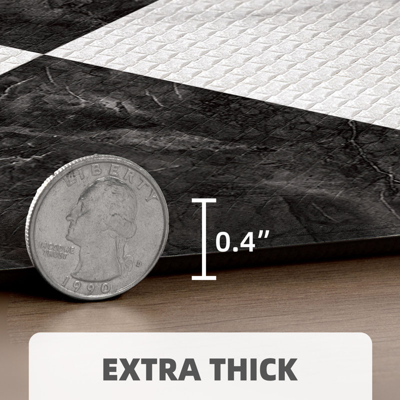 Tapis de cuisine antidérapant Ant-Fatigue, Tapis de couloir 2 pi x 4 pi 11 po, Noir / blanc