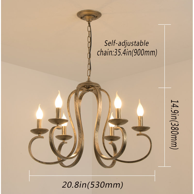 Kulpsville 6 - Light Candle Style Chandelier, Bronze