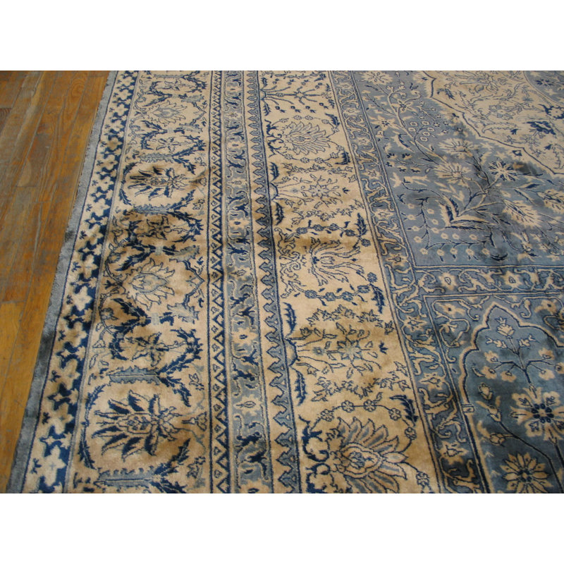 Antique Large Indian Floral Medallion Hand Knotted Pile Rug