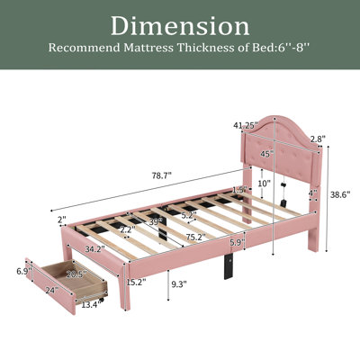 Queen Size Upholstered Platform Bed With Tufted Headboard, LED And 2 Drawers -  Ivy Bronx, 110EF8E01CA34F55A07BC50DC03AB91E