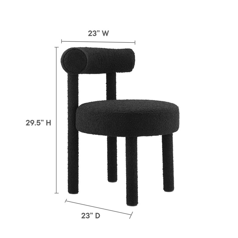 Modway Toulouse Side Fabric Upholstered Dining Chairs, Boucle Black