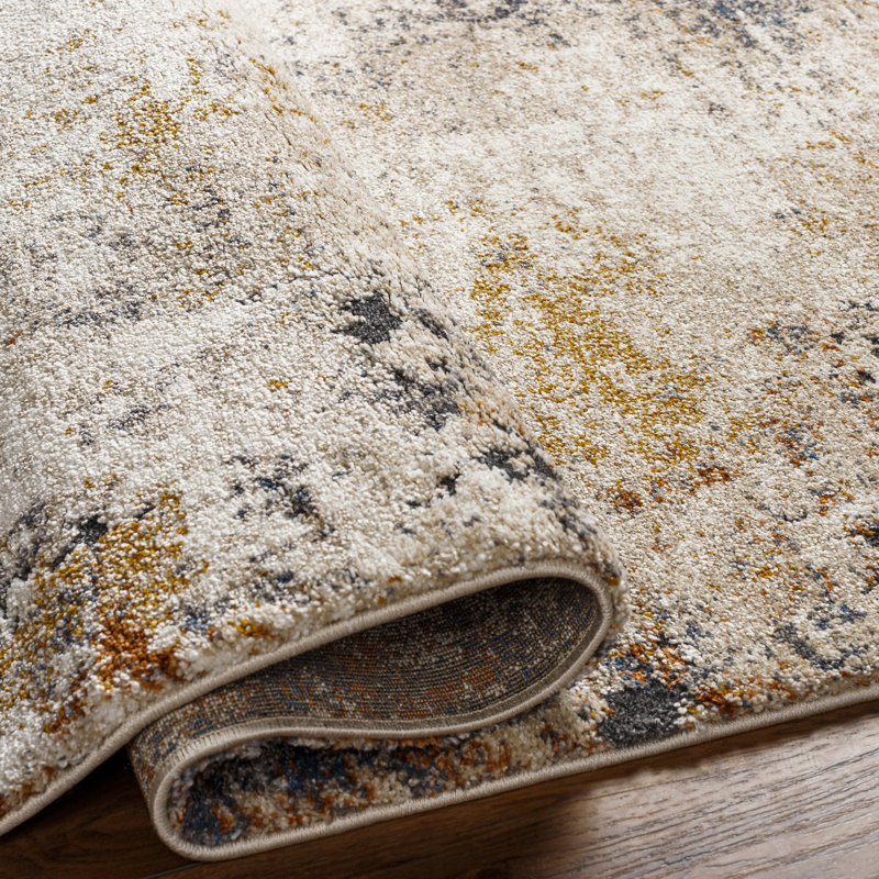 Dunigan Abstract Machine Woven Polypropylene Area Rug in Blue/Beige/Gray, Rectangle 7'10" x 10'3"