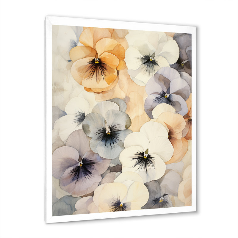 Bouquet de rêves vifs de pensée I, Cadre simple blanc, H 20 po x l 12 po x P 1 po