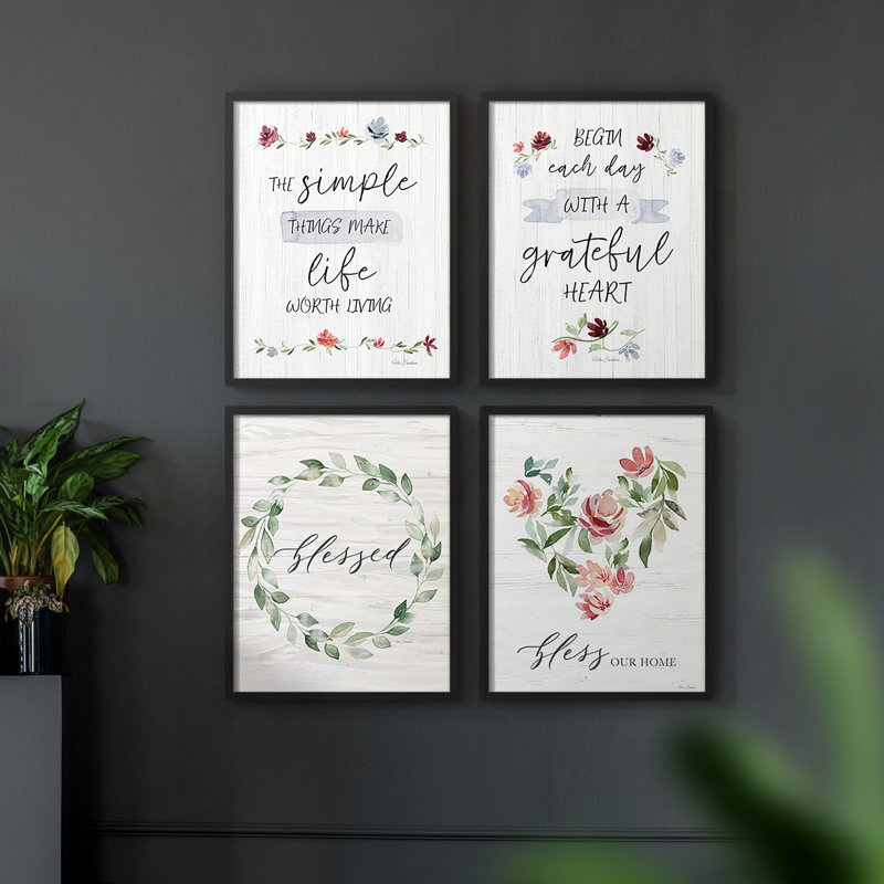 «The Simple Things», ensemble de 4 reproductions encadrées, H 10 po x l 32 po