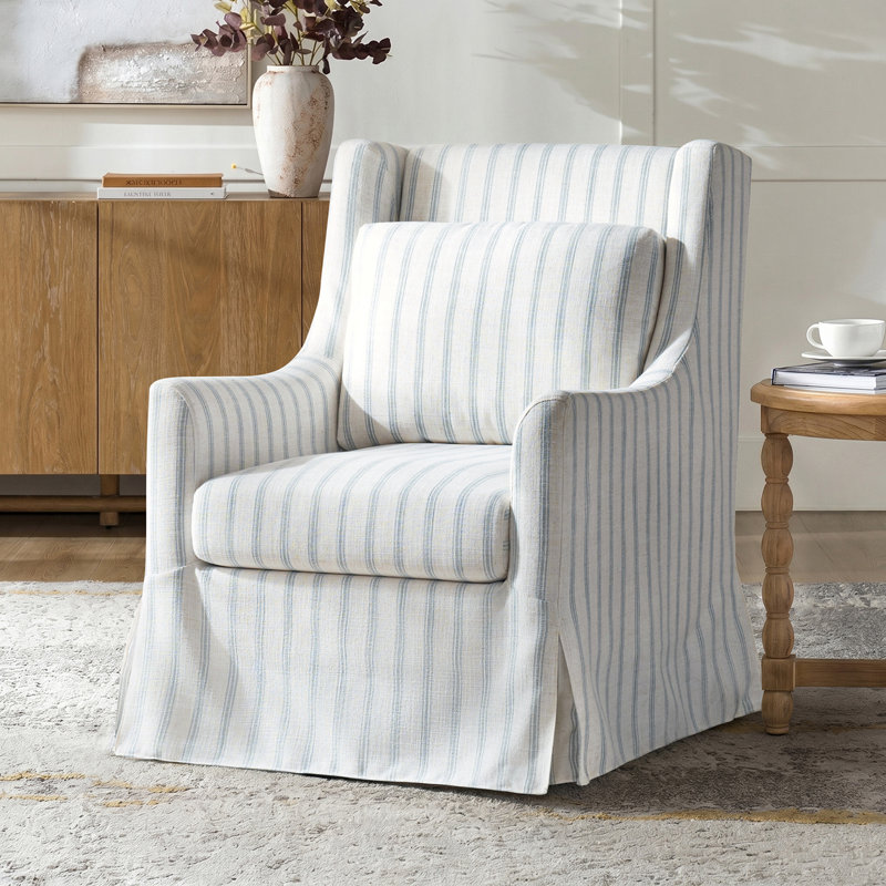 Fauteuil décoratif pivotant avec coussin lombaire l 29,5 po Claudio, Blue, 1