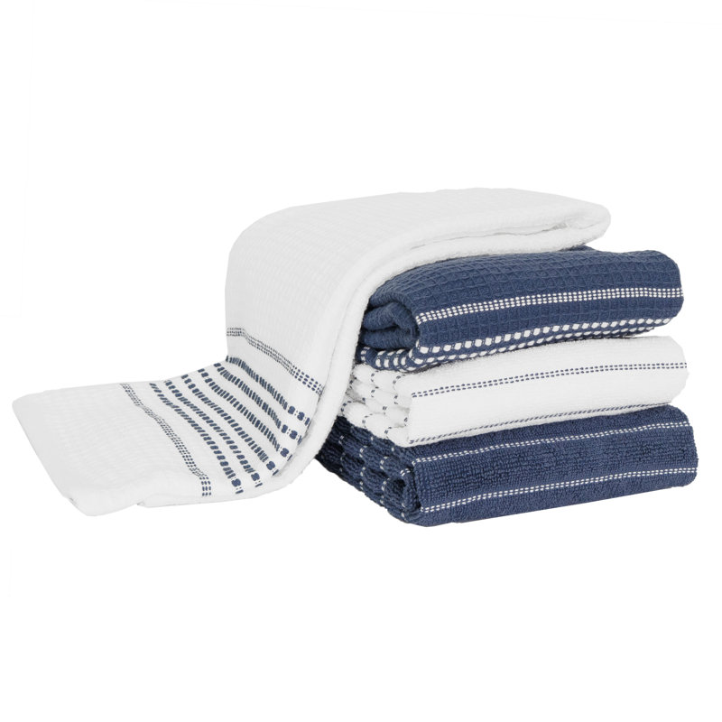 All-Clad Skipping Stripe & Wave Kitchen Towels (Set of 4), Indigo