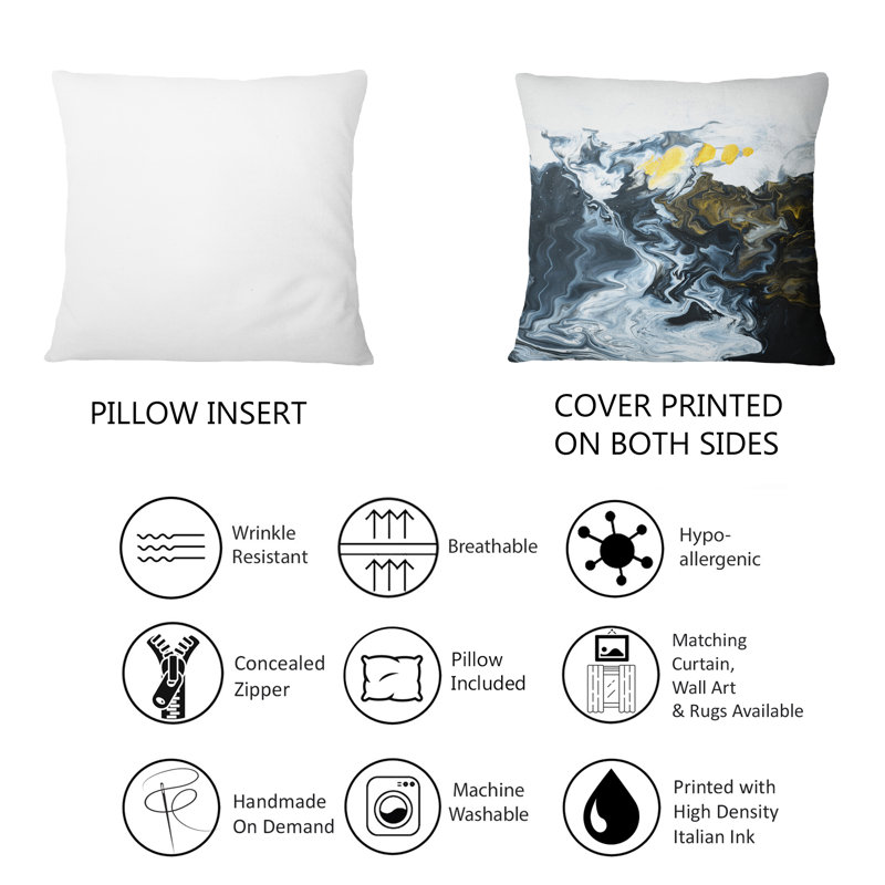 Coussin décoratif doré à motif de nuages dorés blancs et jaunes 1