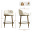 Tabouret de bar rembourré Aureon 67 cm (26,5 po) avec pieds en métal martelé doré et dossier bas incurvé pour îlot de cuisine, ensemble de 3-595761517-595761516
