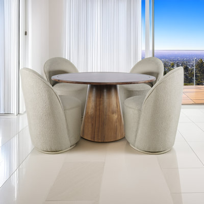 Ensemble de salle à manger de style moderne Mid-Century avec chaises pivotantes rembourrées Hollomon