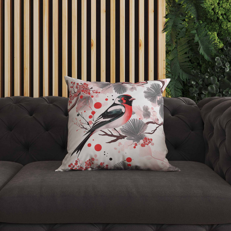 Coussin intérieur / extérieur Pine and Ember, Rouge / rose, Carré 18 po