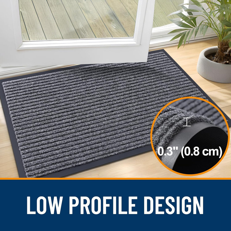 Tapis de porte imperméable et résistant, Gris, 47" x 32"
