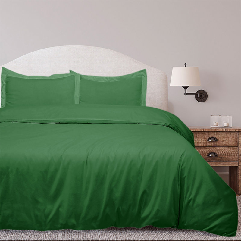 Ensemble de housse de couette en microfibre , Vert, Housse de couette double + 2 taies d'oreiller stan