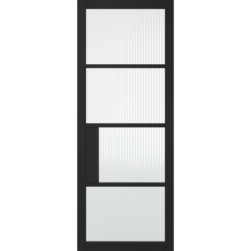 Chelsea Reeded Glazed Primed Black Internal Door, 1981mm H x 838mm W x 35mm D
