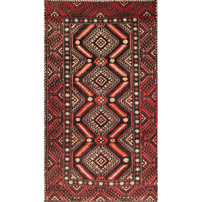 Tapis brun / rouge traditionnel Mondul
