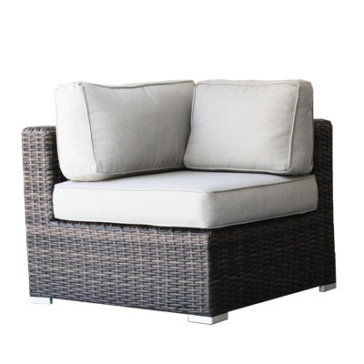 Brown Sectional Corner - All Weather Outdoor Chair With Cushions, Modular Design, And Ready To Use Feature Corner: Removable Washable Covers, Gently Sloped , Construction