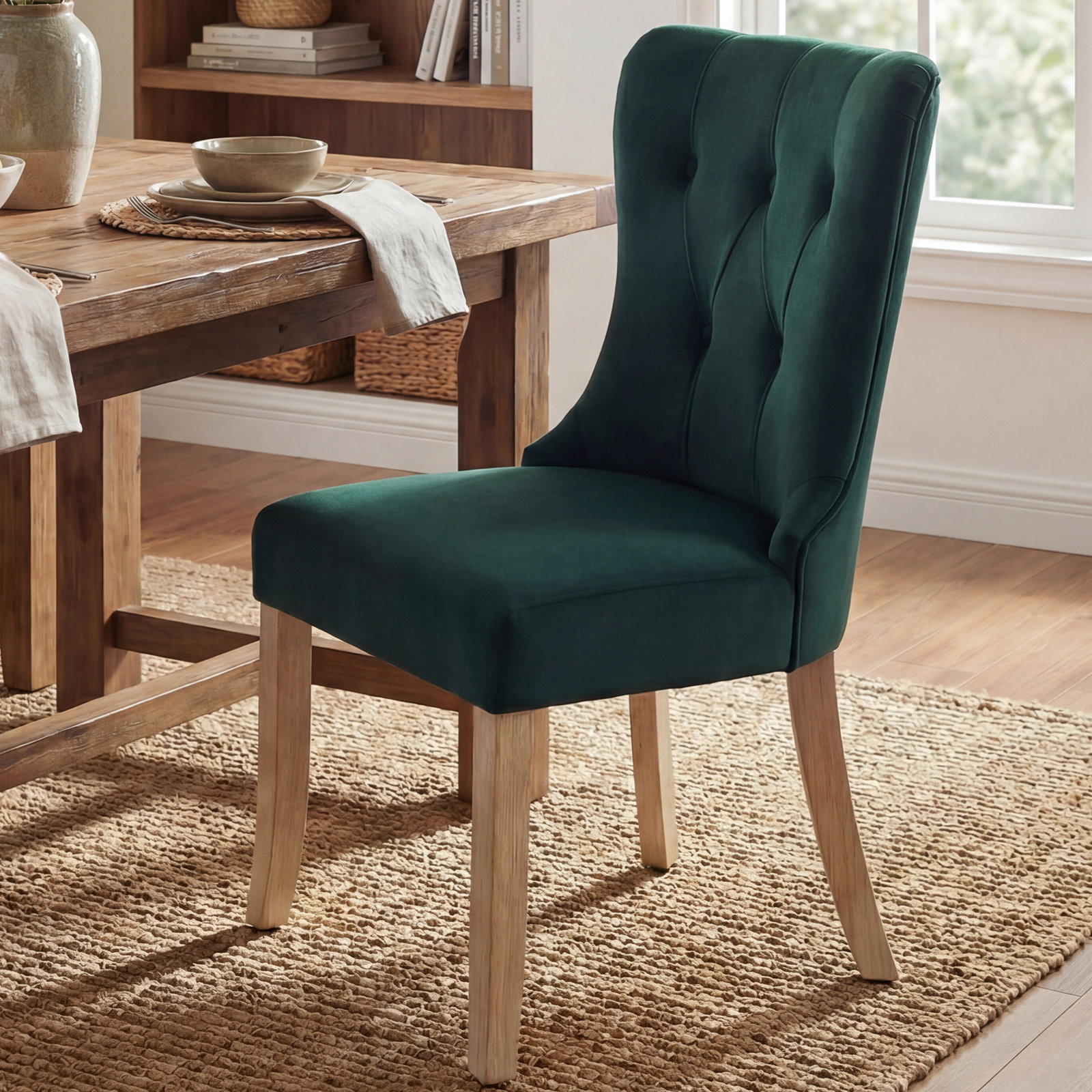 Robbie Dining Chair, Green Polyester Blend