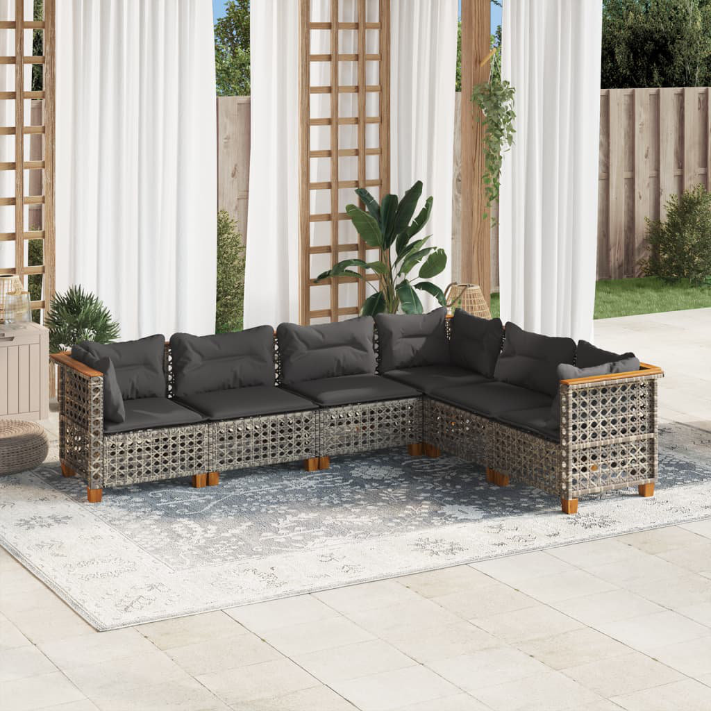 5-Sitzer Lounge-Set Amarylis aus Polyrattan mit Polster