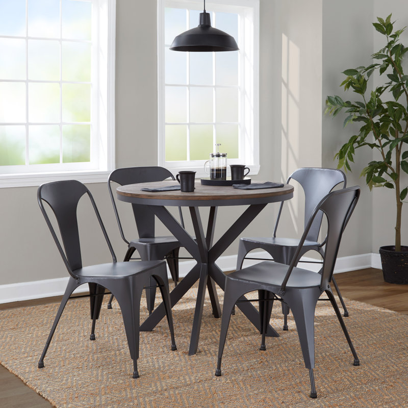 Marie Metal Stackable Side Chairs, Gray