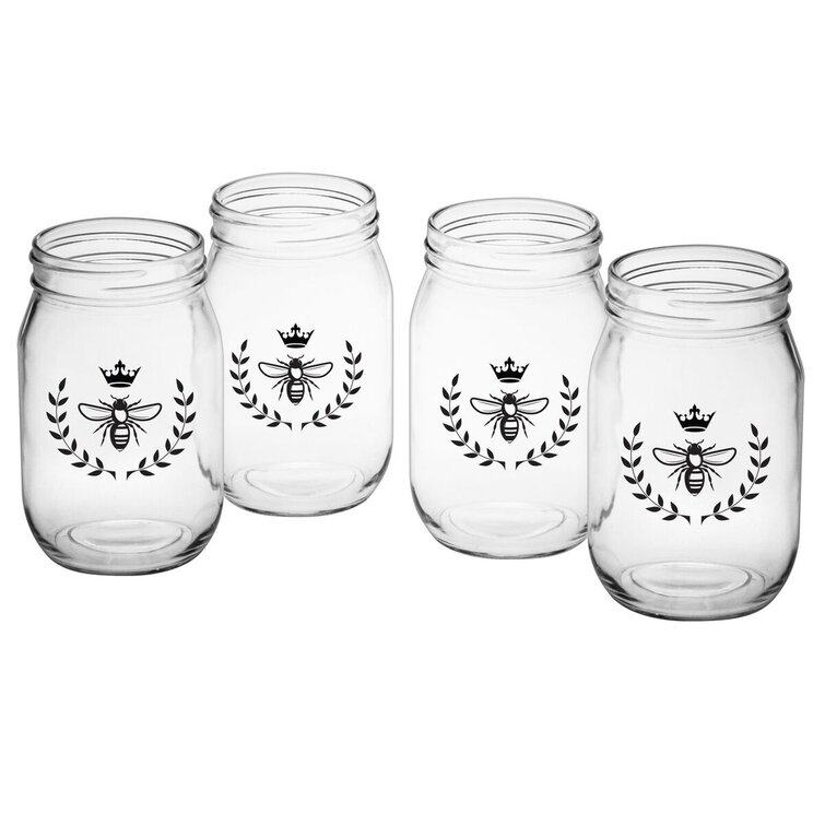 Vintage Bee Drinking Jars, Set of 4 - Farmhouse - Everyday Glasses - by  Susquehanna Glass Company