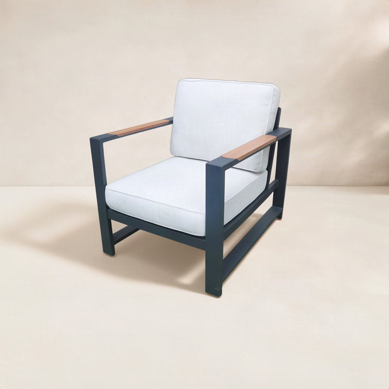 5 Pcs: Table, 2 Chairs, 2 Sofas, Ivory Cushion/Black Frame