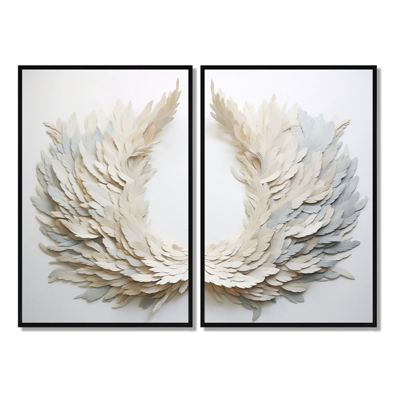 Couronne de plumes noires et blanches - Art floral couronne murale, H 36 po x l 48 po, Noir