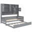 Lit de jour simple en bois avec lit gigogne simple, armoire et tablette tout-en-un