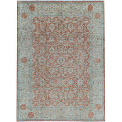 Hand-Knotted High-Quality Rust and Beige Area Rug