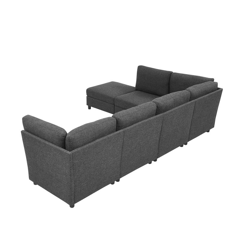 Modern Modular Corner Sofa, Dark Gray