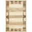 Tapis de zone en laine beige/brune 4 pi x 6 pi 2 po one-of-kind à la main noué la Didcot