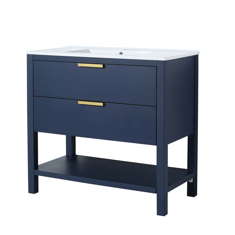 Meuble-lavabo avec plateau Jamicka, Bleu marine