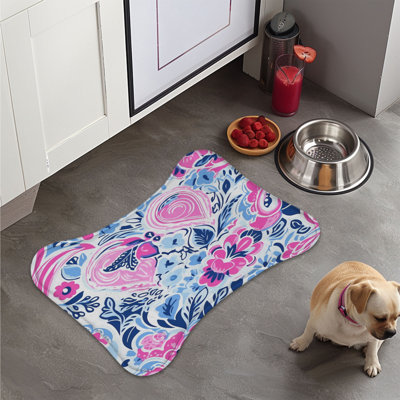 Stylish Preppy Patterns - 1 Piece Bone Shape Feeding Mat