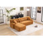 Canapé modulaire convertible en méridienne, canapé modulaire en éponge à compression complète pour le salon en appartement, 3 places avec chenille grain de bois, 2 coussins inclus-1412083621